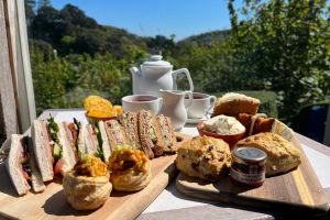 Lunch on the balcony | Kents Cavern, Devon