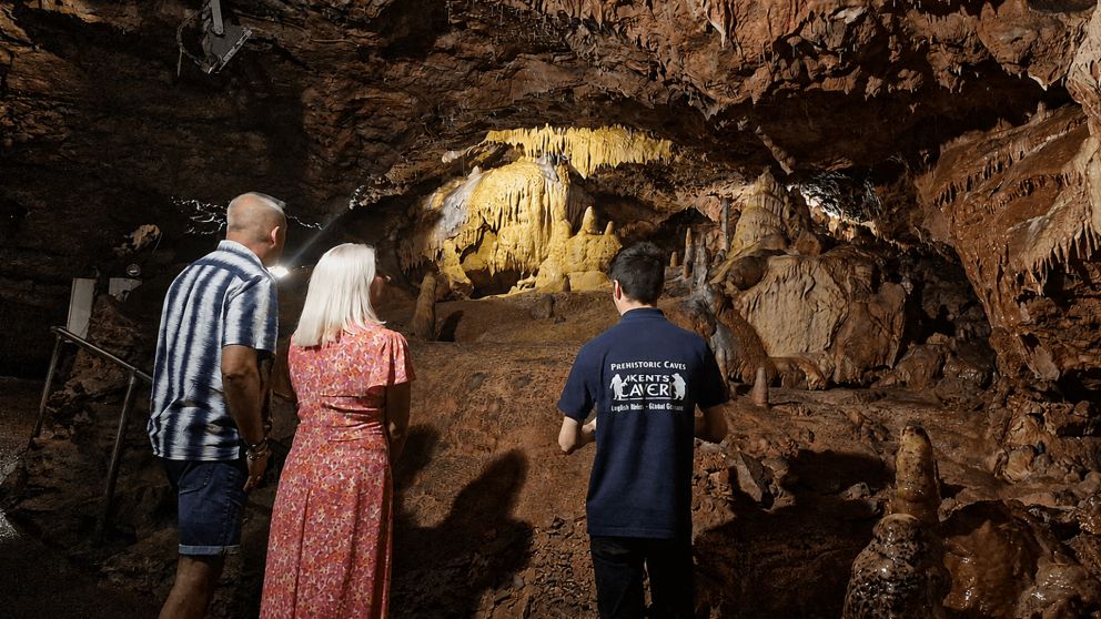 guided tour looking at stalagmites | Kents Cavern, Torquay