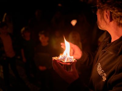 Shell fire during the Blackout at Kents Cavern | Devon