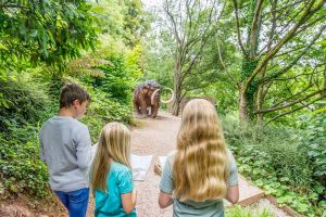 Mammoth and children at Kents Cavern | Devon