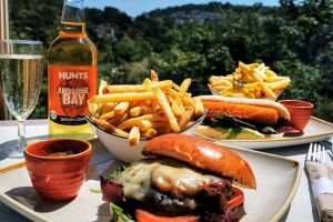 Food and a view at Kents Cavern, Devon